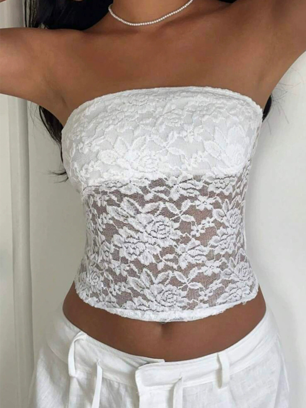 ZARA Women Sexy Lace Tube Top Sleeveless Summer Slim Fit
